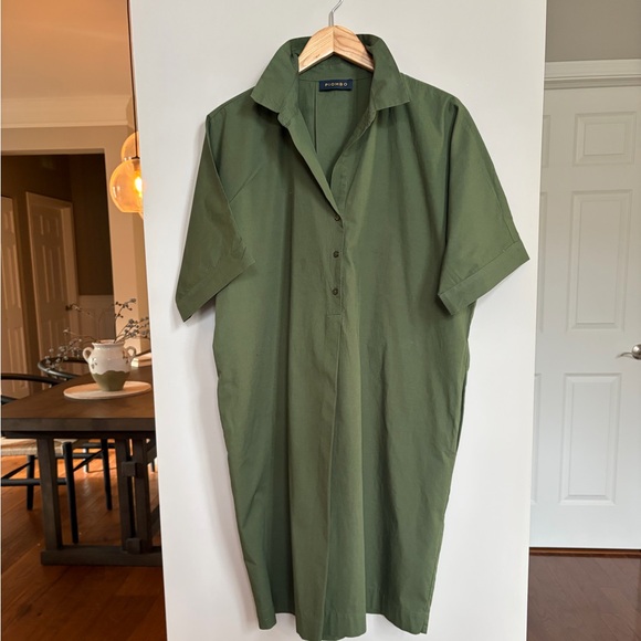 Piombo Dresses & Skirts - Piombo Olive Green Casual Button Down Shirt